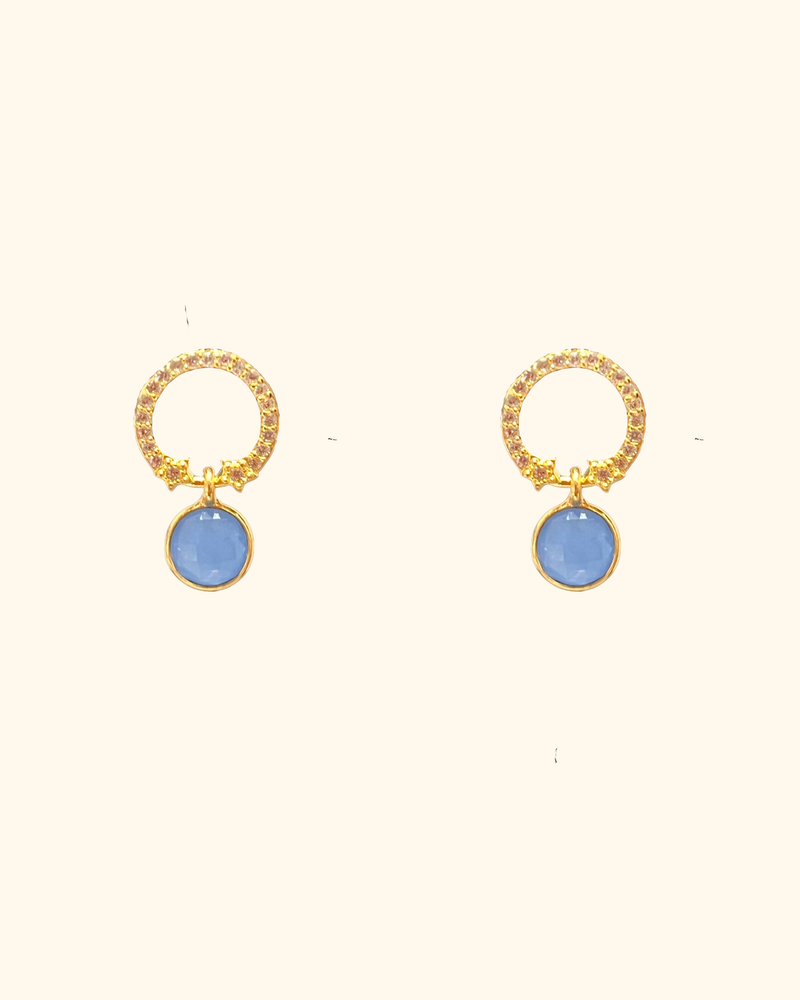 Aquamarine Halo Earring