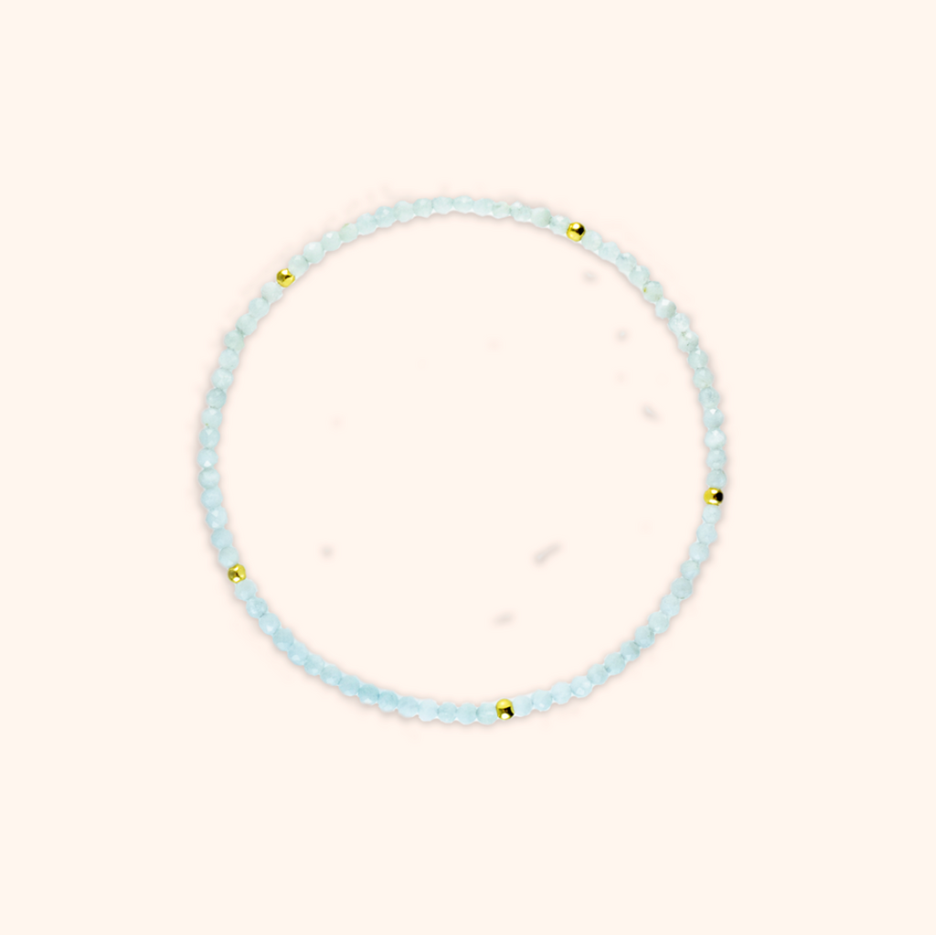 Blue Aquamarine + Gold Gemstone Bracelet