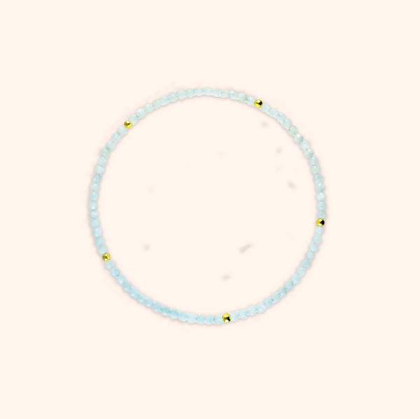 Blue Aquamarine + Gold Gemstone Bracelet