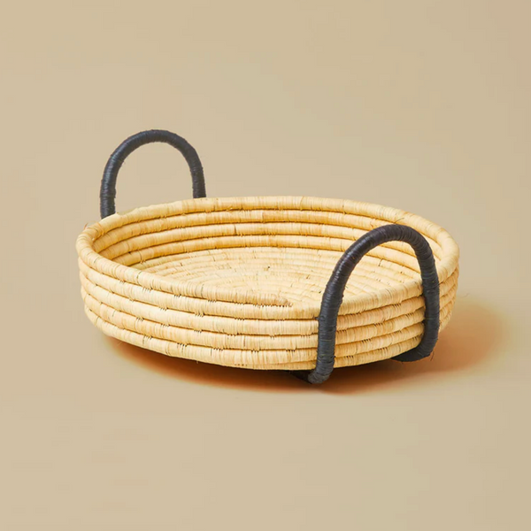 Contrast Handle Raffia Tray