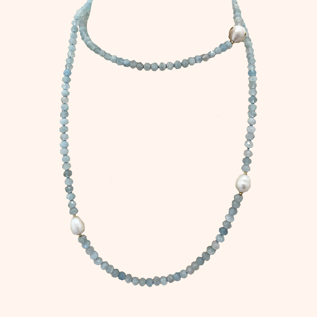 Aquamarine pearl necklace discount