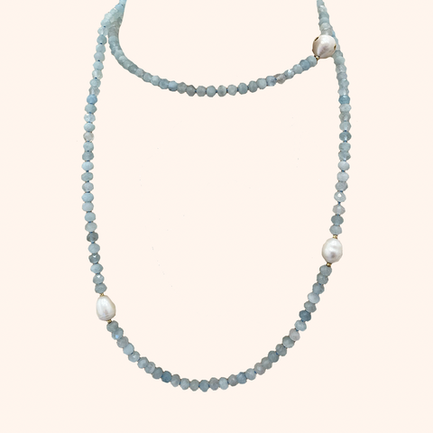 韓国人気【leeENoir】Aqua Blue Pearl Necklace/追跡付 Blue Aquamarine Pearl Necklace – SAME SKY