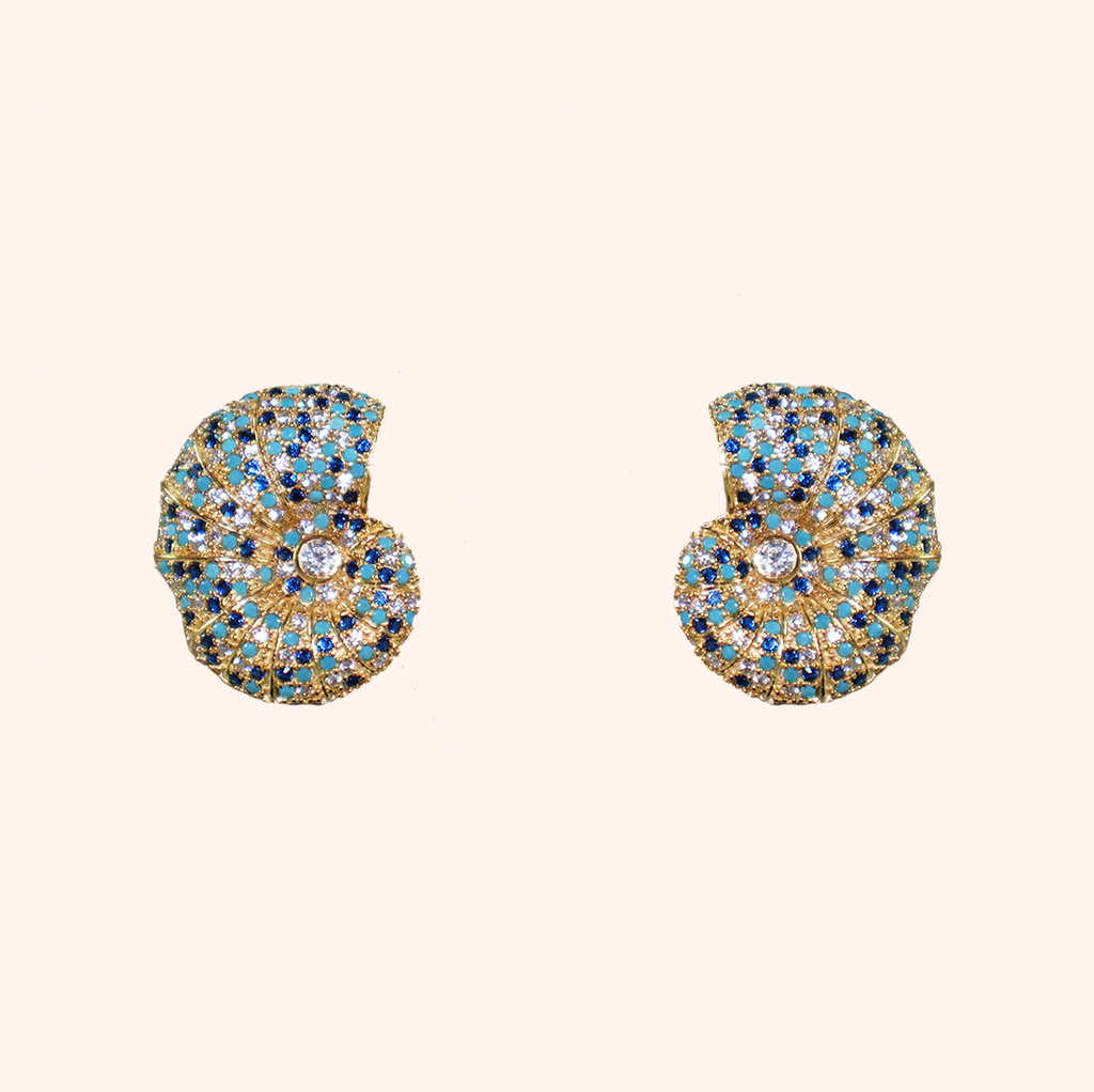 Blue Zircon Shell Earrings