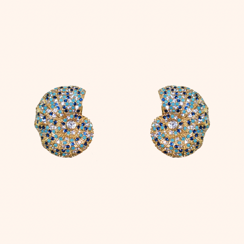 Blue Zircon Shell Earrings