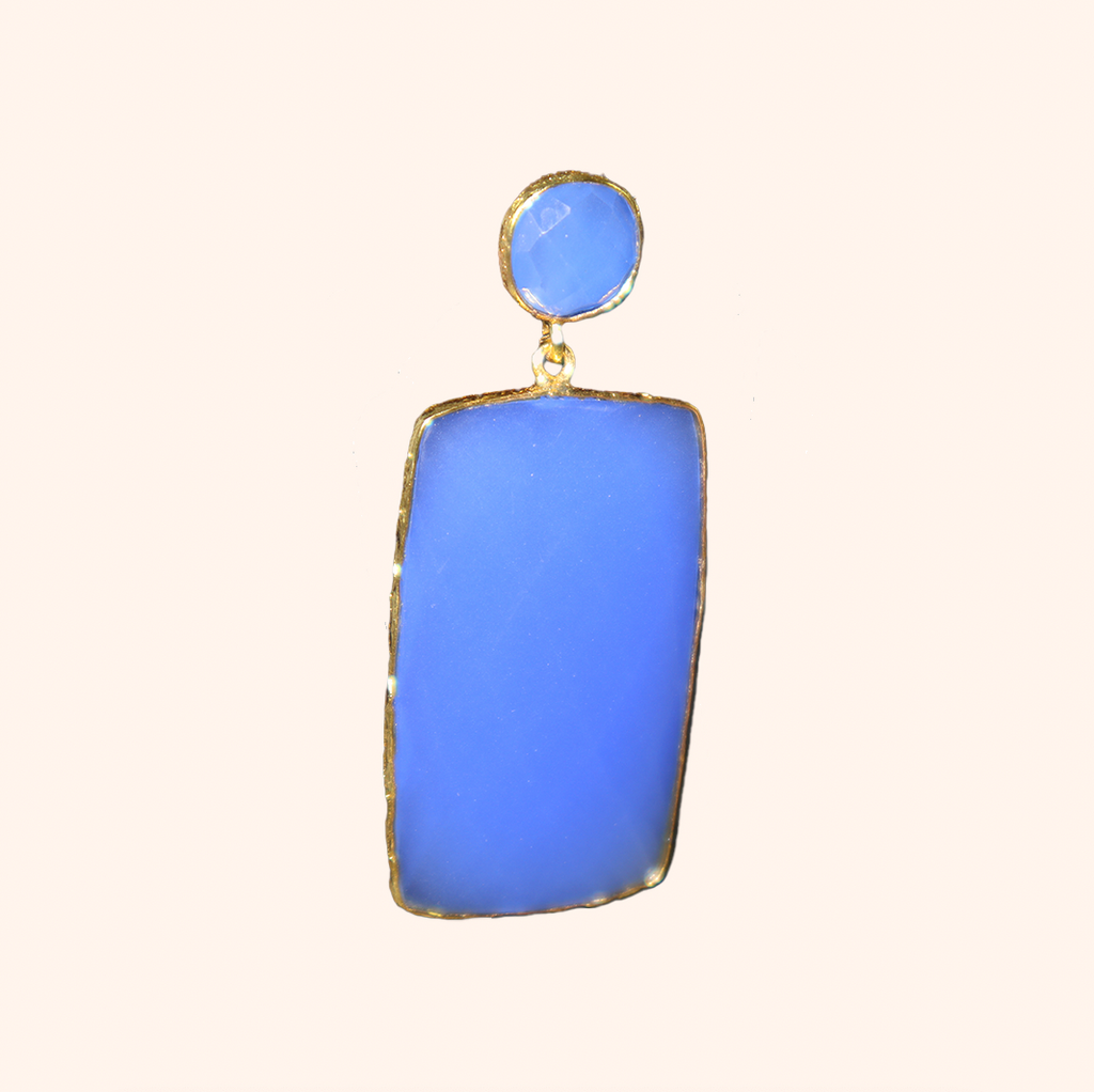 Blue Chalcedony Prism Earrings