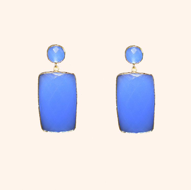 Blue Chalcedony Prism Earrings