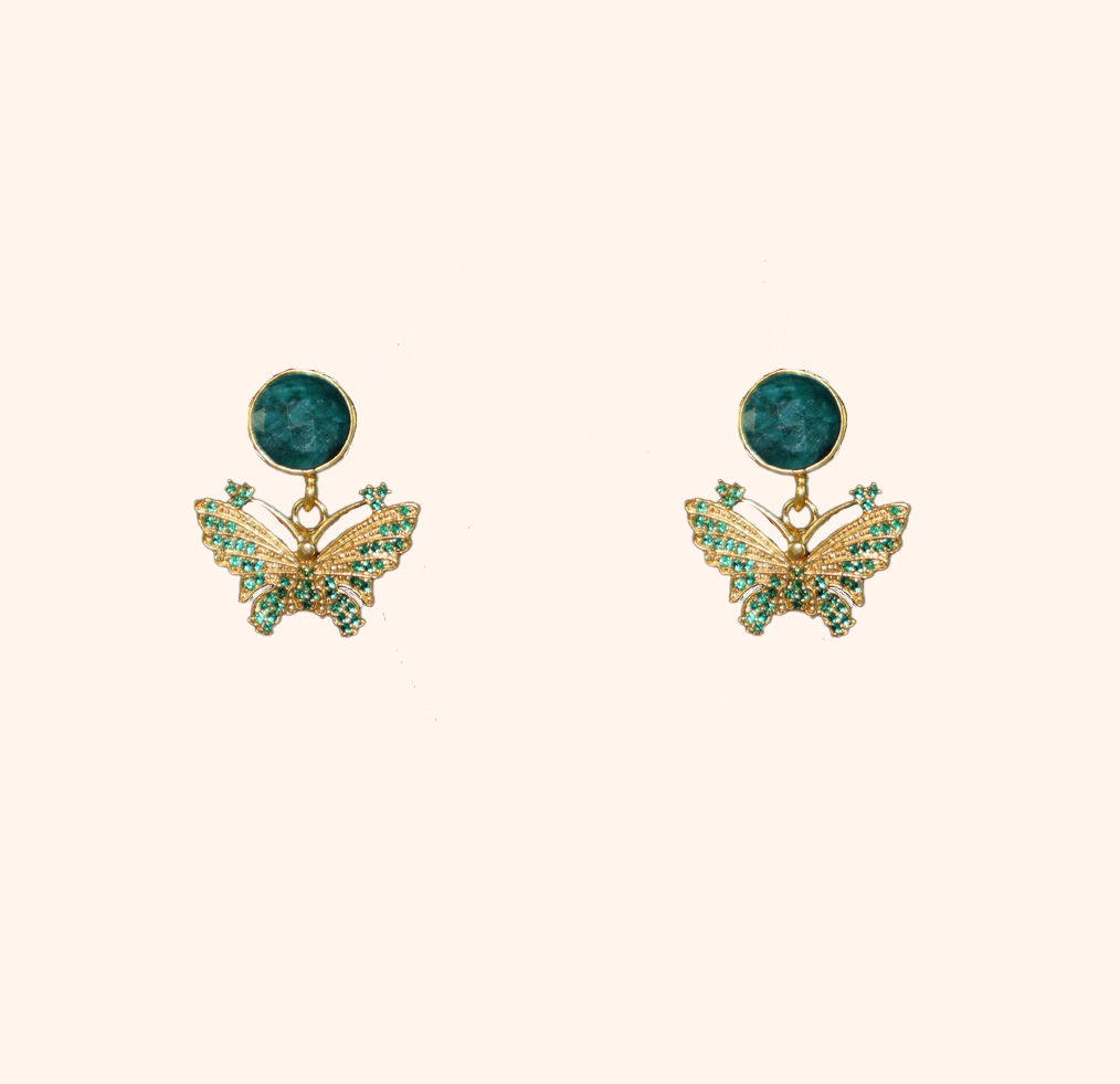 Emerald butterfly earrings deals
