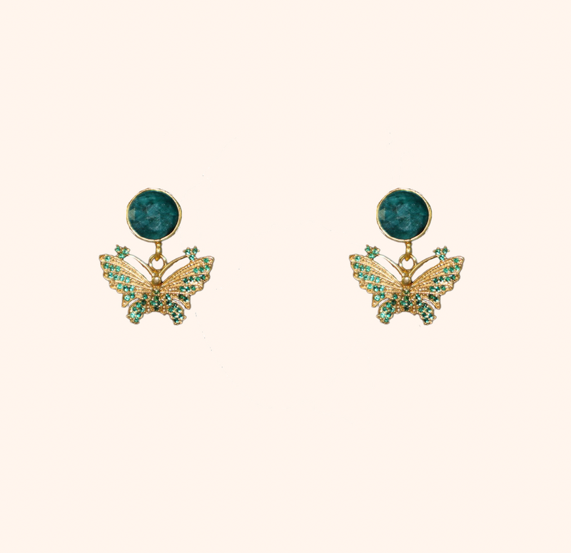 Emerald Butterfly Earrings
