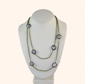 Green Quartz Pearl Gemstone Necklace