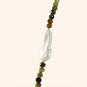 Rhyolite Jasper Pearl Necklace