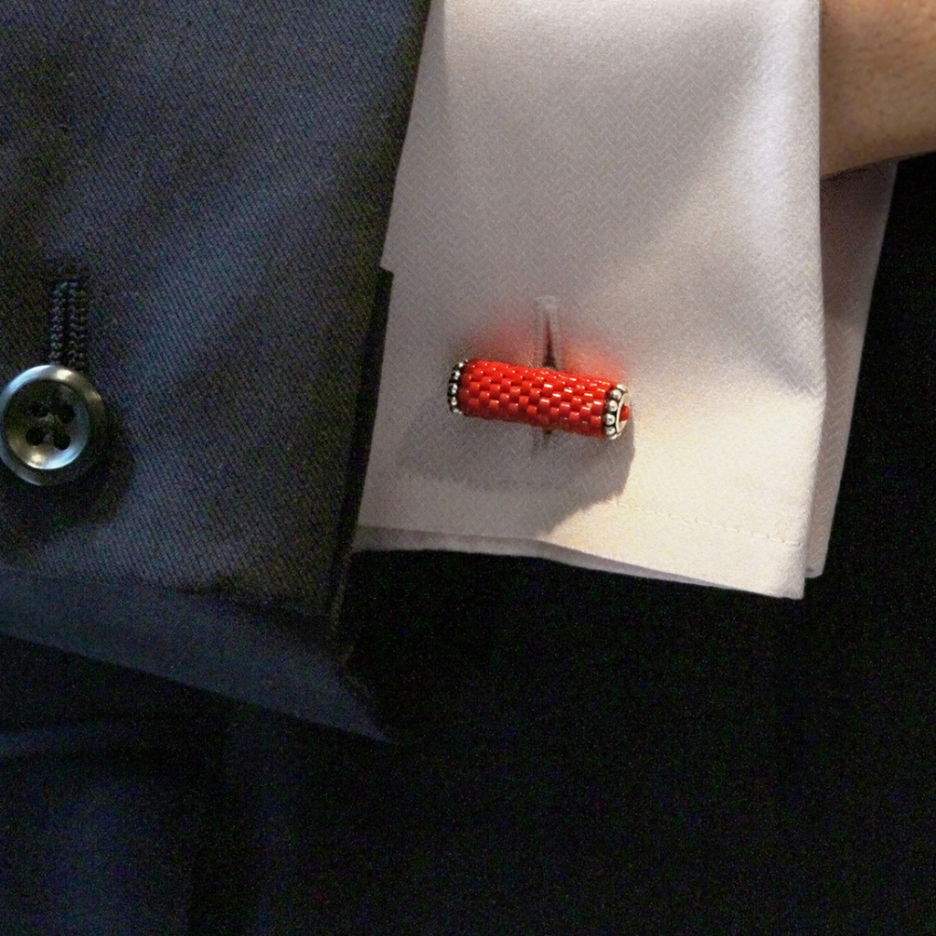 Cherry Red Round Cuff Links