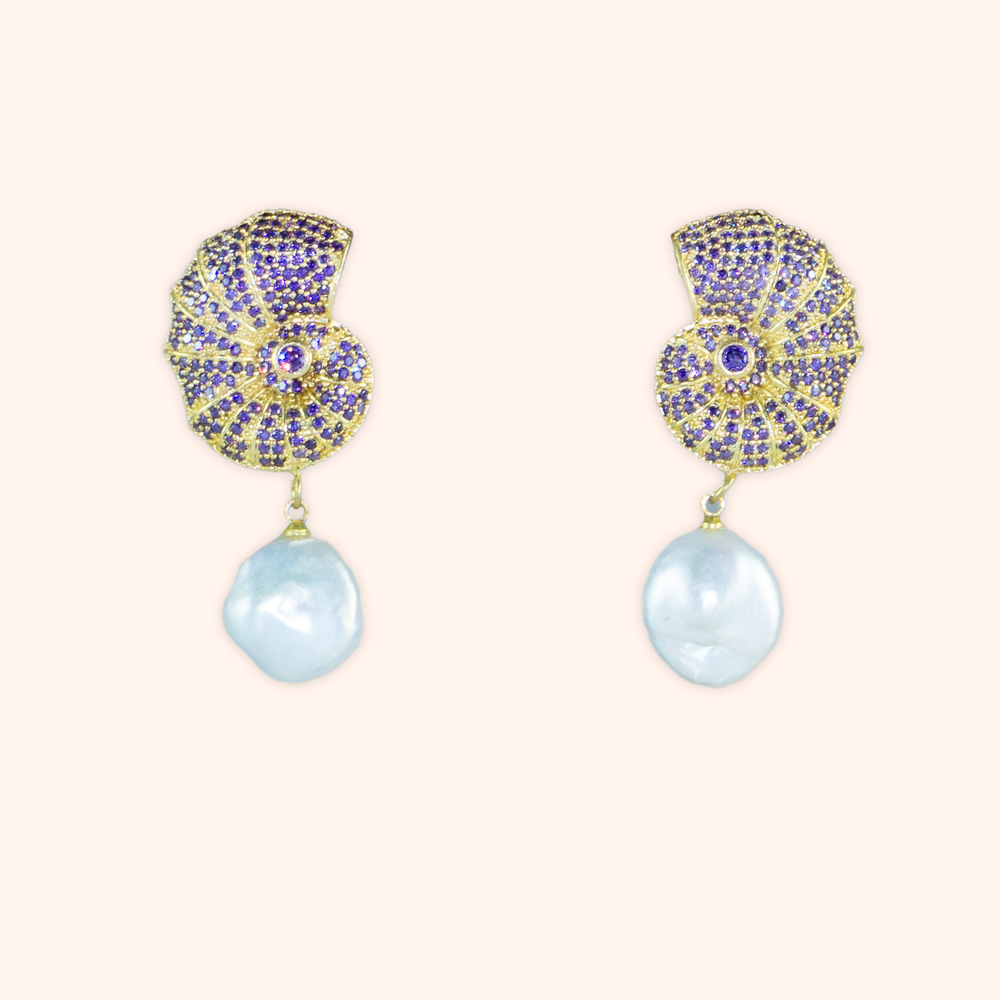 Amethyst Nautilus Earrings