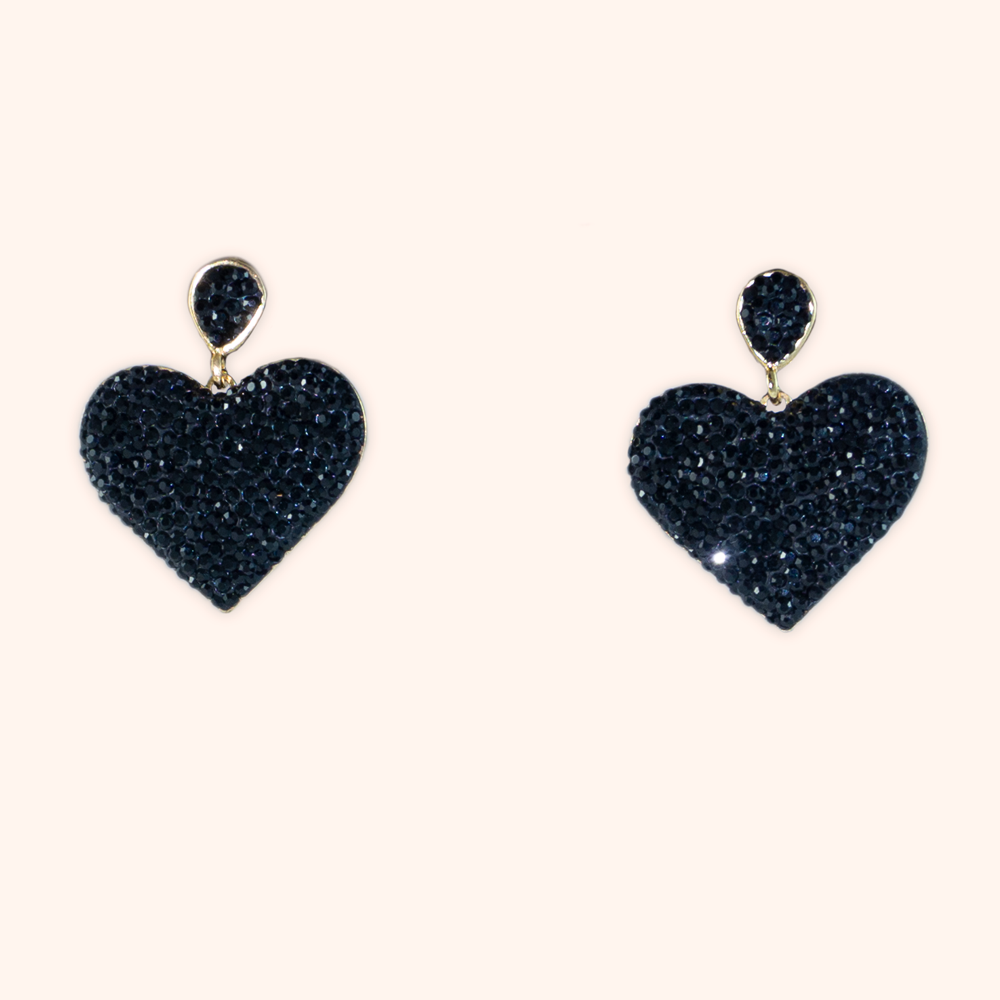 Black Diamond Pavé Radiance Heart Earrings