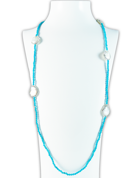 Turquoise & Pearl Gemstone Necklace