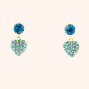 Gemstone Heart Earrings in Turquoise
