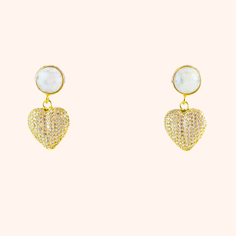 Gemstone Heart Earrings in Crystal
