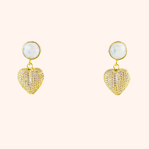Gemstone Heart Earrings in Crystal