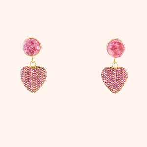Gemstone Heart Earrings in Ruby