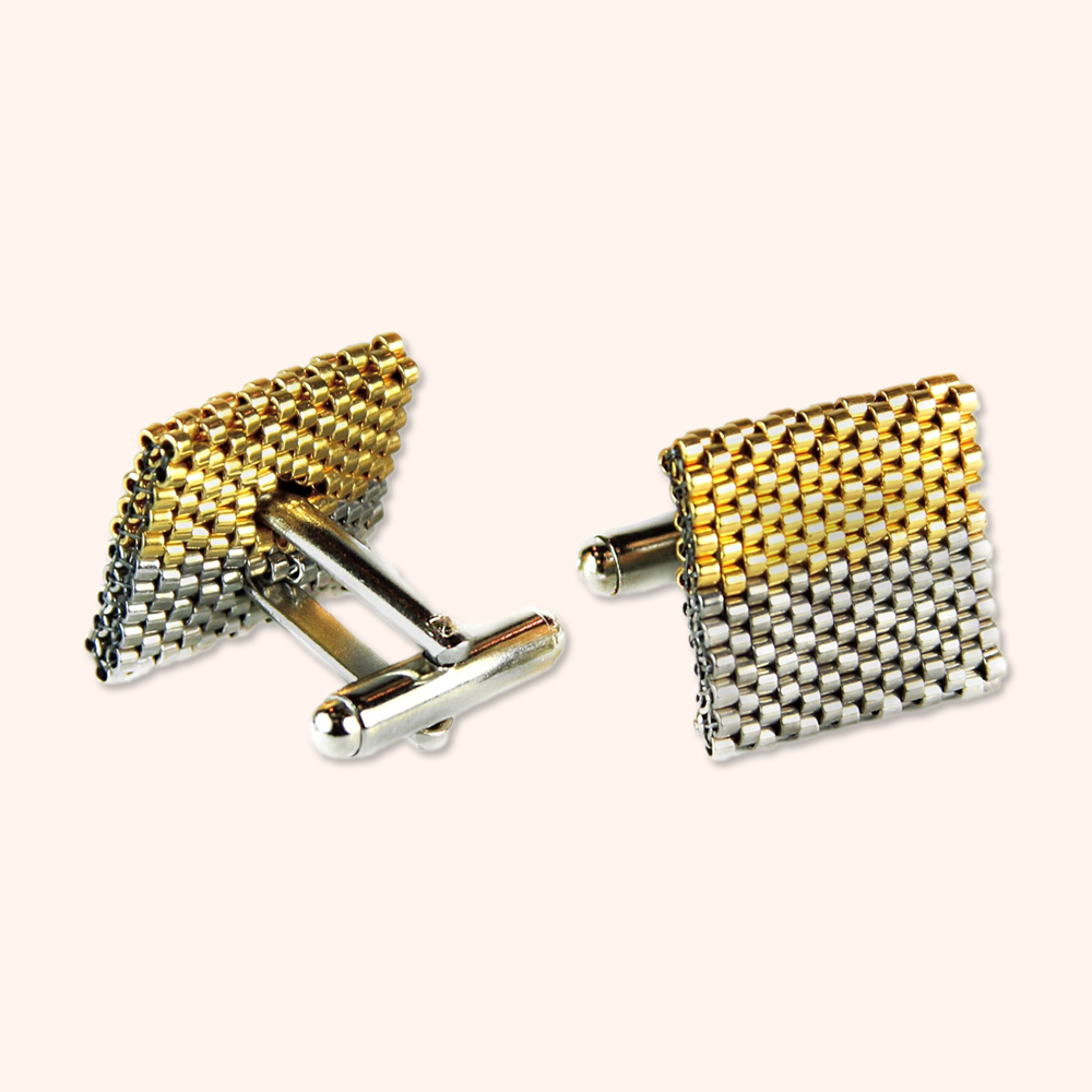 Sterling Silver and Gold Square Cuff Links